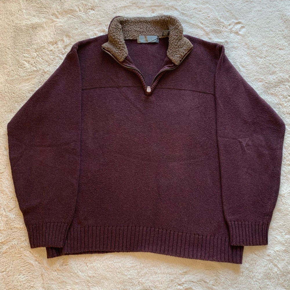 Oscar de la‎ Renta Men’s Burgundy Knit with Fleece Trim Size XXL